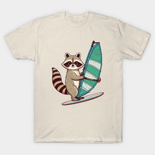 Funny raccoon Windsurfing T-Shirt